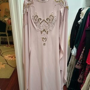 Elegant Pink Embellished Maxi Dress